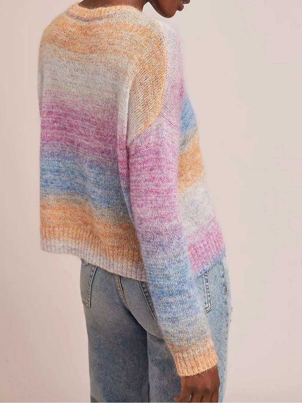 Rails Camille Rainbow Mohair Wool Blend Sweater Large Coastal Boho